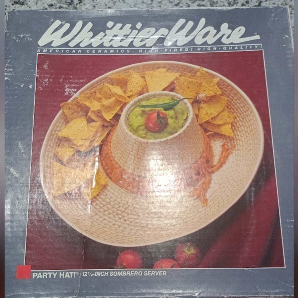 1986 Whittier Ware California Pottery Sombrero Ceramic Chip Dip Bowl - Picture 5 of 6